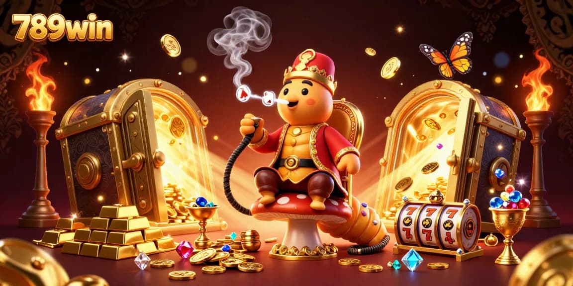 Experience thrilling slots action with 789win’s vibrant 3D illustration featuring a lively casino atmosphere.