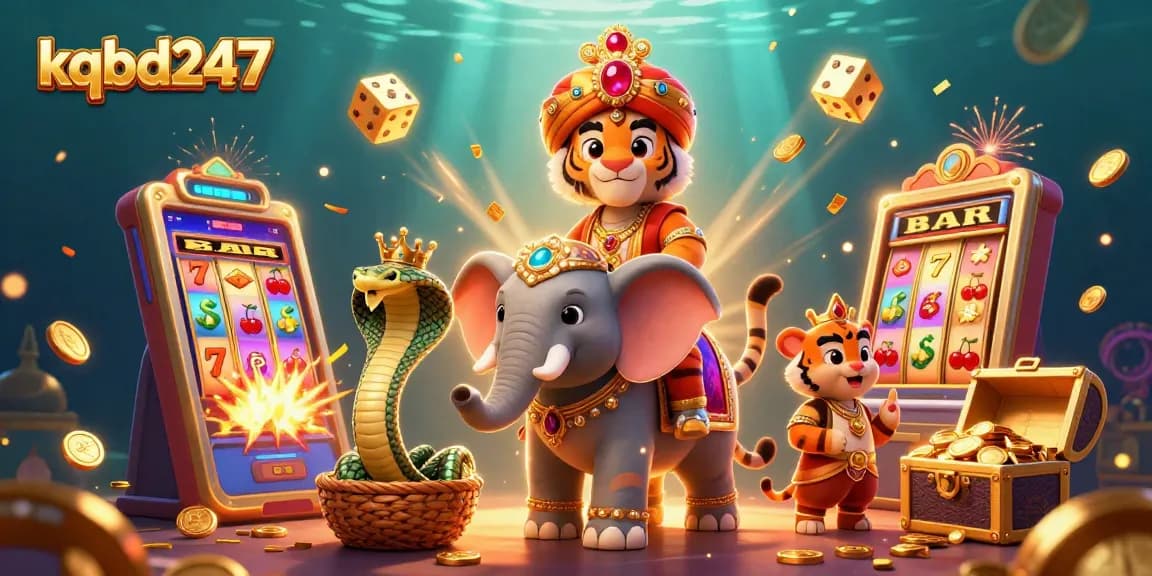 Experience the thrill with kqbd247, featuring a dynamic casino scene full of vibrant characters and exciting elements.