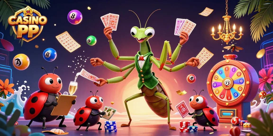 Experience thrilling gameplay at CASINO PP with vibrant characters and casino elements in a lively scene.