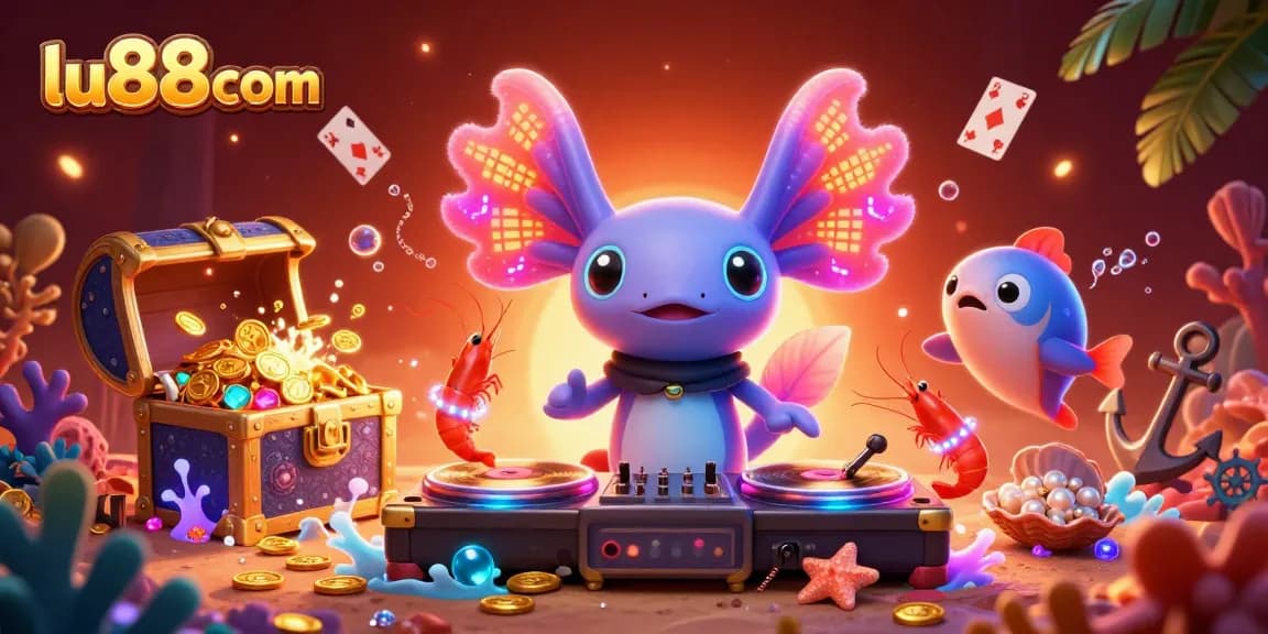 Experience the excitement of lu88com with vibrant 3D characters celebrating casino-themed fun underwater.