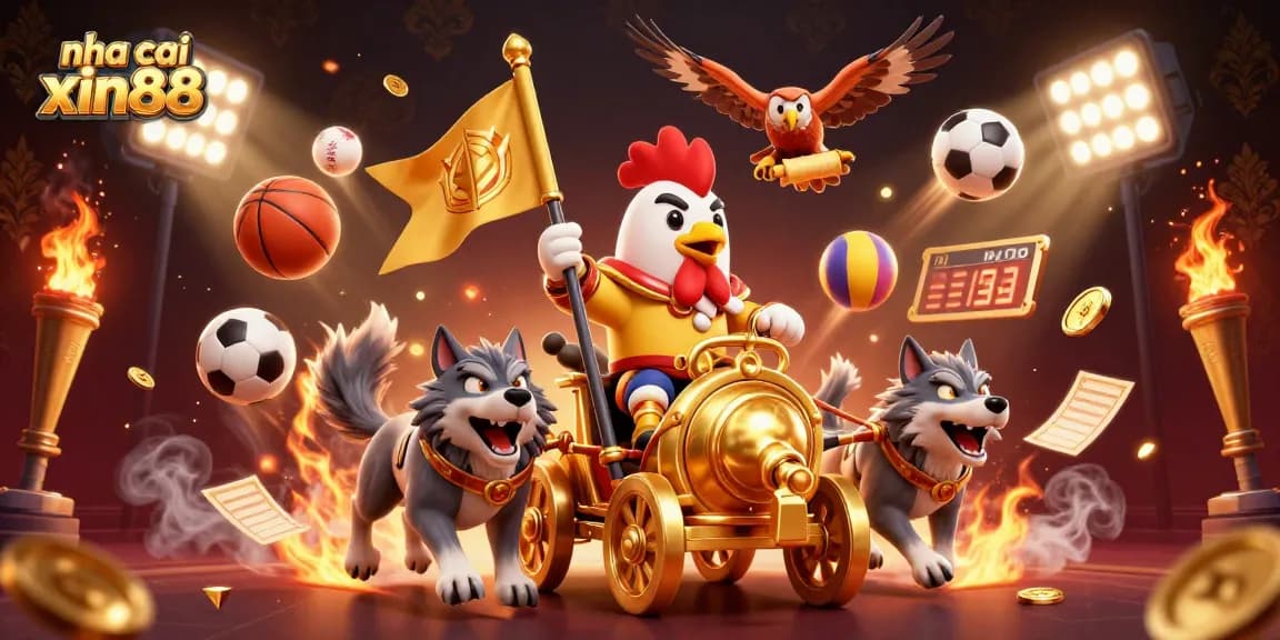Experience the thrilling action of nha cai xin88 with this vibrant illustration featuring dynamic sports betting elements.