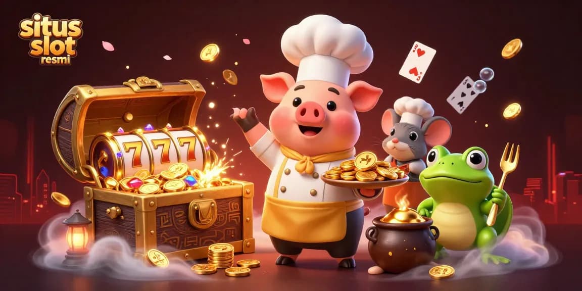 Experience winning moments at situs slot resmi with vibrant characters spinning jackpot reels and treasure.