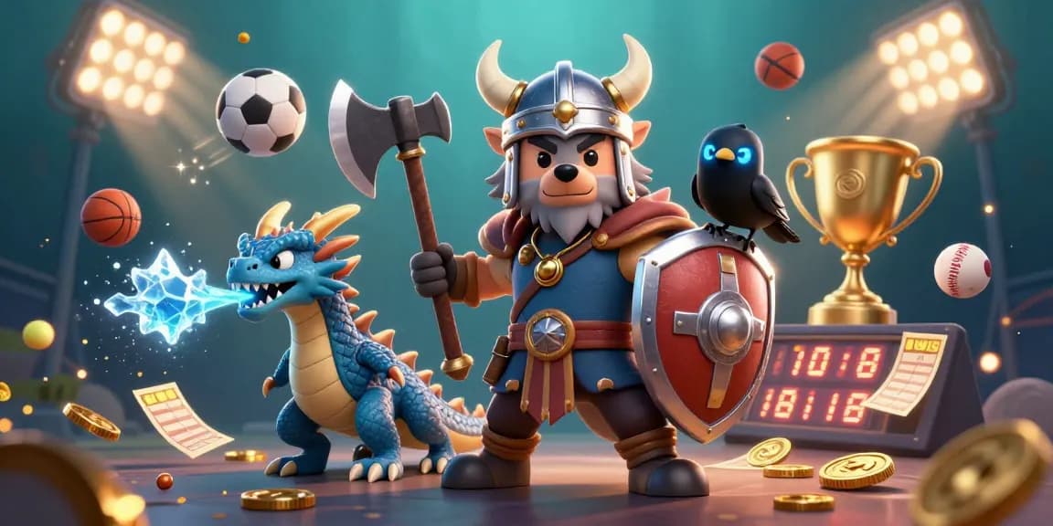 Join the thrilling action of uu88 with a heroic Viking wolf warrior, fierce dragon, and sports-themed elements.
