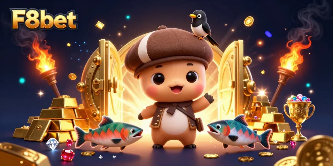 Join the thrilling world of F8bet, where cute characters explore a treasure-filled casino.