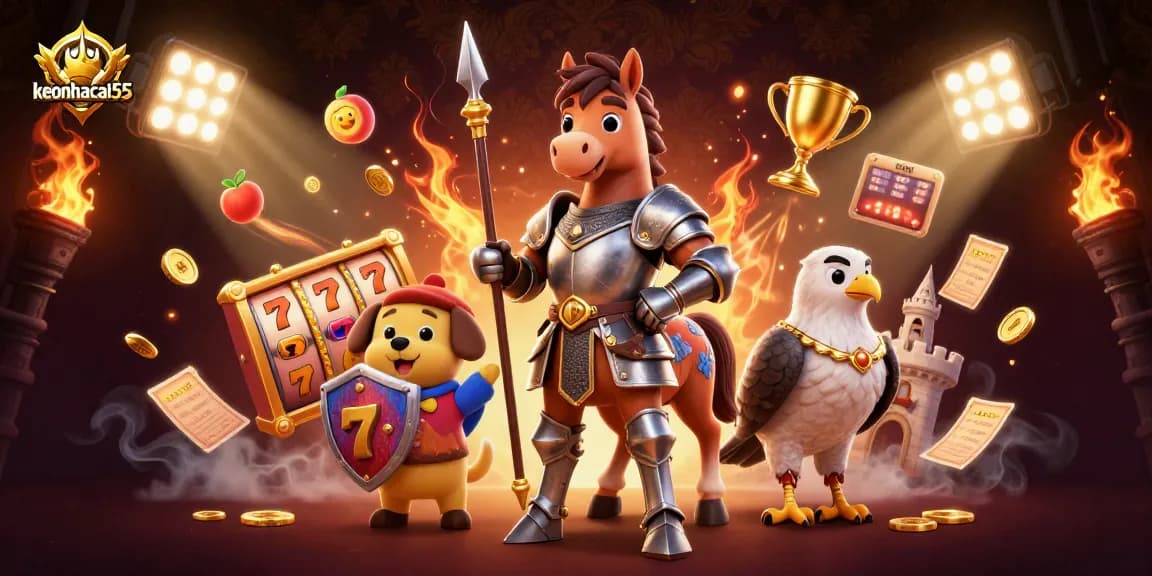 Engage in thrilling jackpot action at keonhacai55 with our captivating casino scene featuring knights and coins.