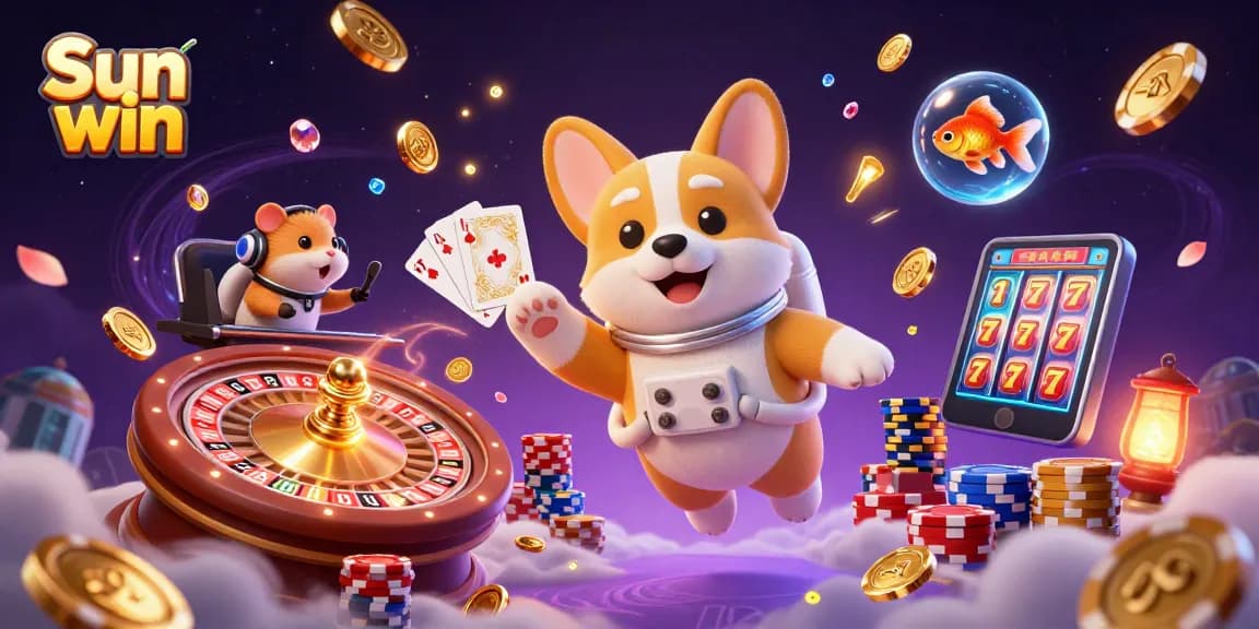 Experience thrilling gameplay with Sun win in a captivating casino scene featuring vibrant characters.