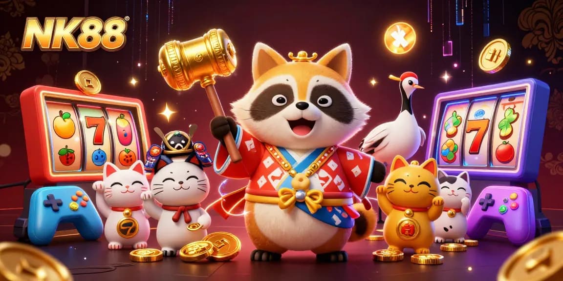 Join the fun at NK88 with vibrant 3D casino characters and dynamic gaming elements.