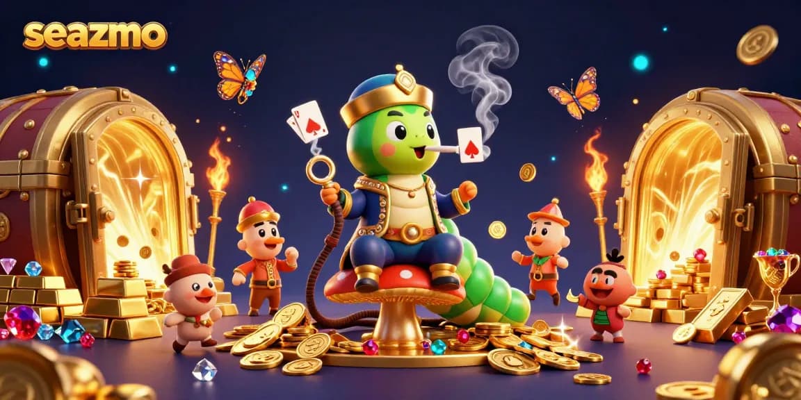 seazmo players enjoy dynamic gaming action with vibrant casino-themed characters and gold elements.