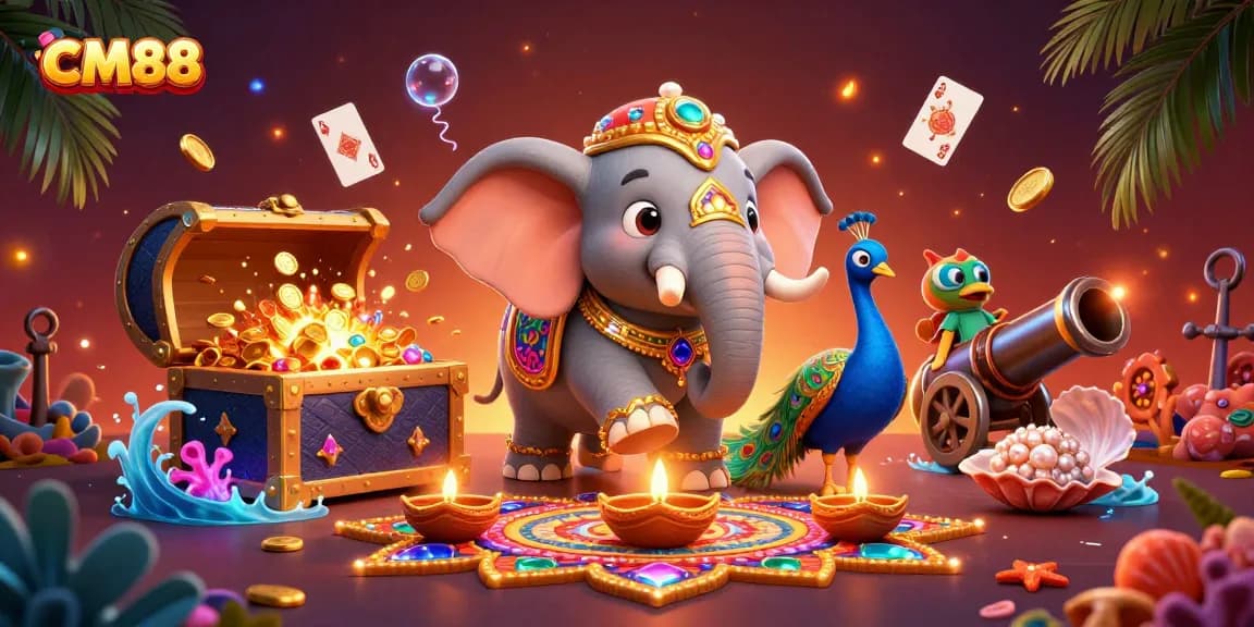 CM88 players experience thrilling wins with vibrant gaming elements in an energetic 3D scene.