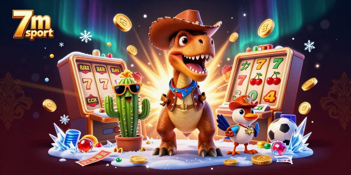 Experience the thrill of 7m sport with cartoon characters and casino elements in a dynamic scene.