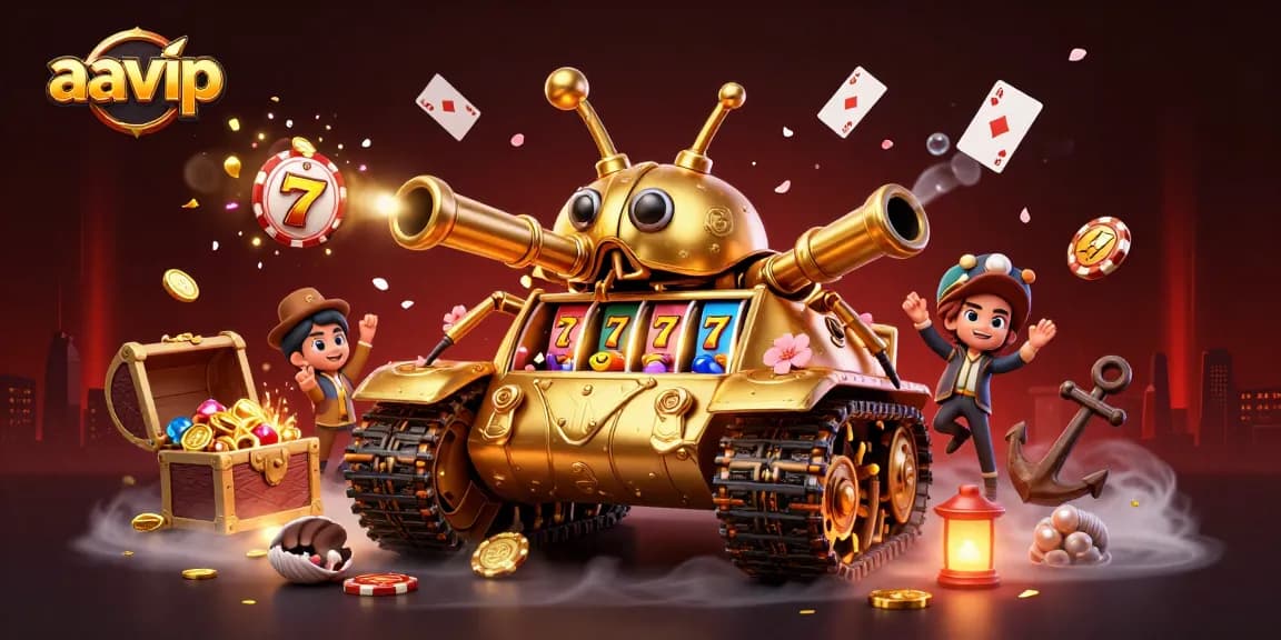 Engage with aavip's unique casino experience featuring a vibrant 3D illustration of games and rewards.