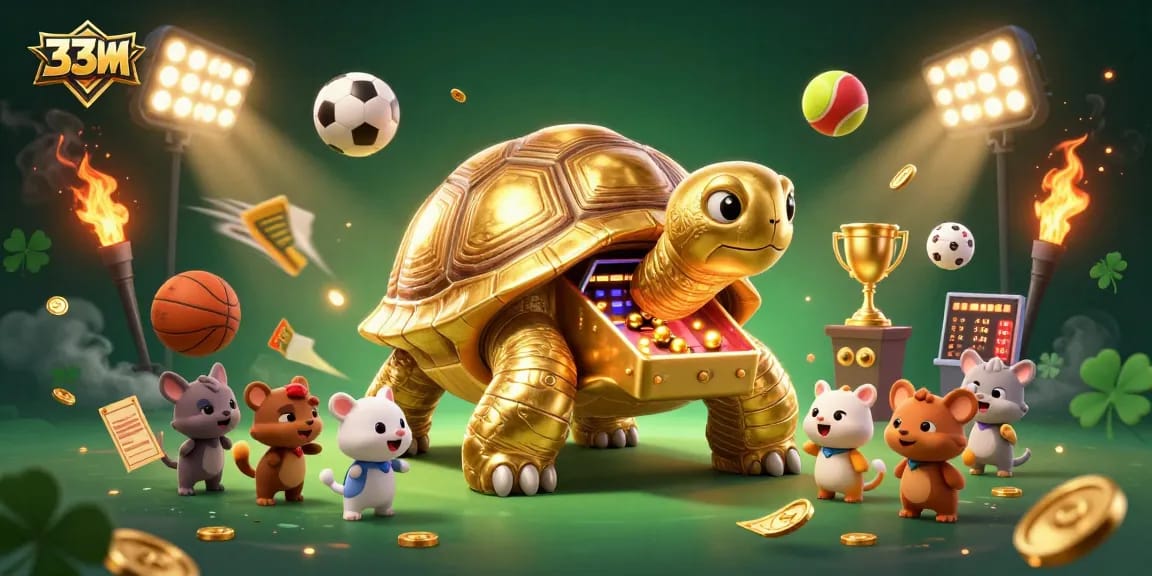 Betting on exciting games with 33WIM, featuring dynamic sports elements and golden visuals.