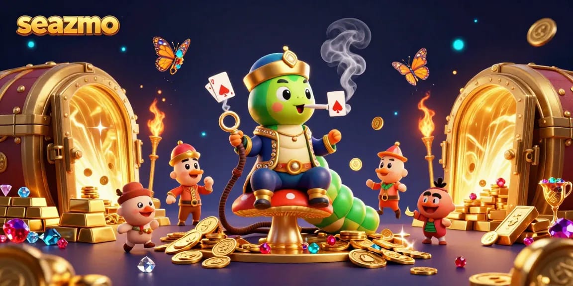 seazmo players enjoy dynamic gaming action with vibrant casino-themed characters and gold elements.