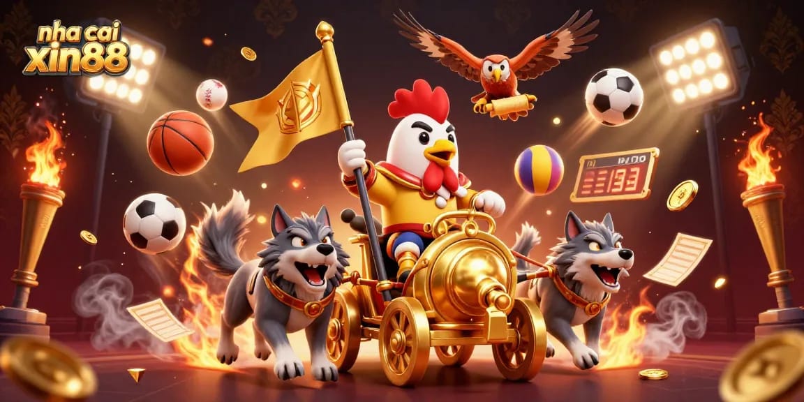 Experience the thrilling action of nha cai xin88 with this vibrant illustration featuring dynamic sports betting elements.