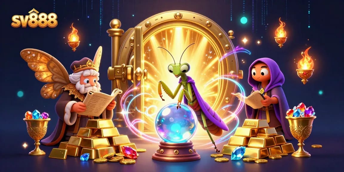 Engage with sv888's vibrant casino world through a mystical illustration of fortune and knowledge.