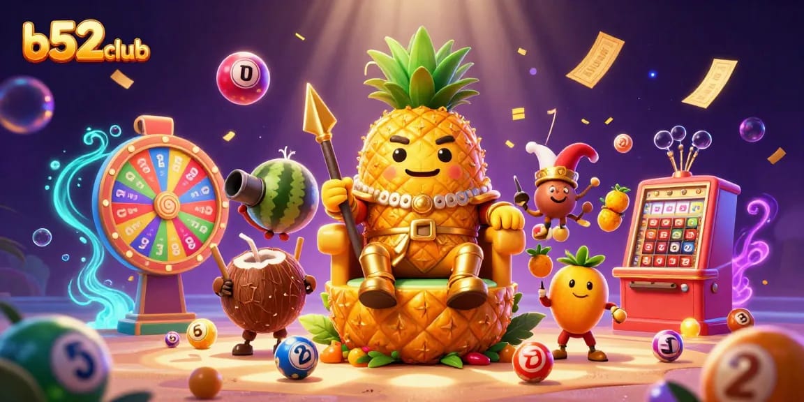 Engage with b52club's exciting gaming scene featuring lively characters and vibrant casino elements.