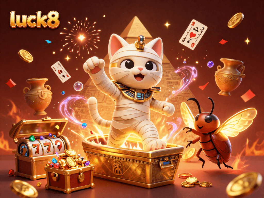 Experience thrilling adventures in luck8's pyramid casino with treasure-filled characters and vibrant gameplay.