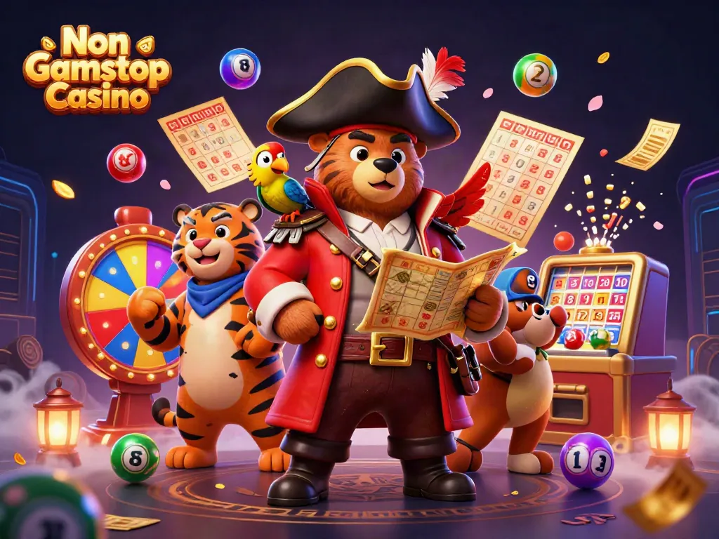 Engage in thrilling action at Non Gamstop Casino with colorful lottery elements and vibrant characters.