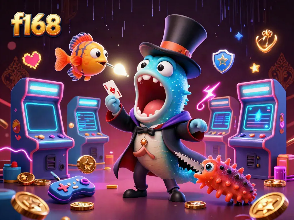 Engage with f168's vibrant casino-themed illustration showcasing charming sea creatures in a magical gaming adventure.