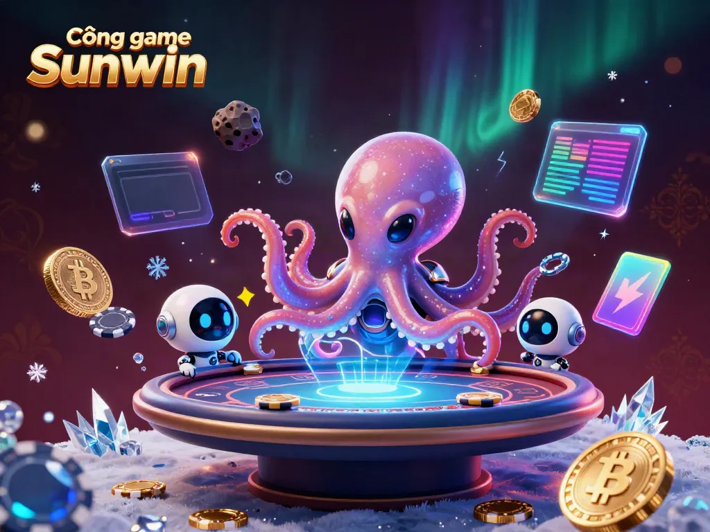 Experience the vibrant world of Cổng game Sunwin with alien characters and holographic gambling elements.