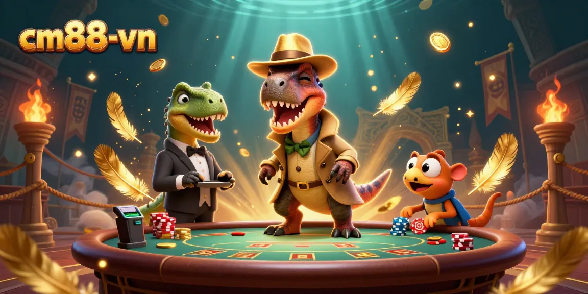 Experience thrilling gameplay at cm88-vn as a velociraptor tries to win at blackjack while evading a watchful stegosaurus.
