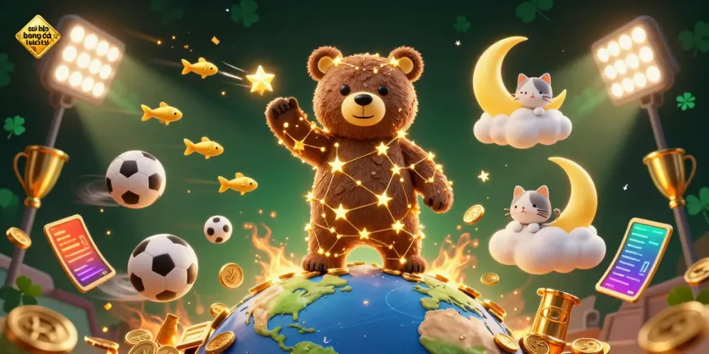 Scoop up gold coins with "soi kèo bóng đá mới nhất" sports-themed scene filled with dynamic elements.