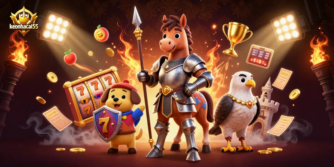 Engage in thrilling jackpot action at keonhacai55 with our captivating casino scene featuring knights and coins.