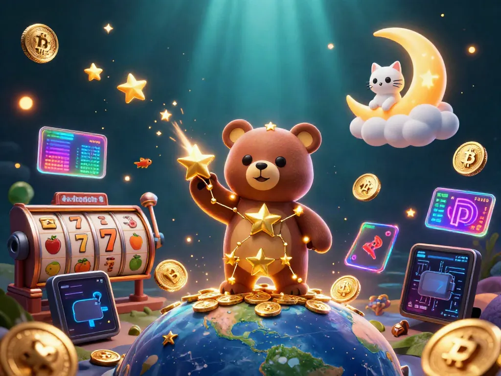Spin the slots at ada-restaurant with a magical scene of a constellation bear and dynamic gambling elements.