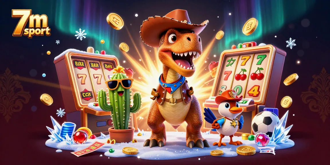Experience the thrill of 7m sport with cartoon characters and casino elements in a dynamic scene.