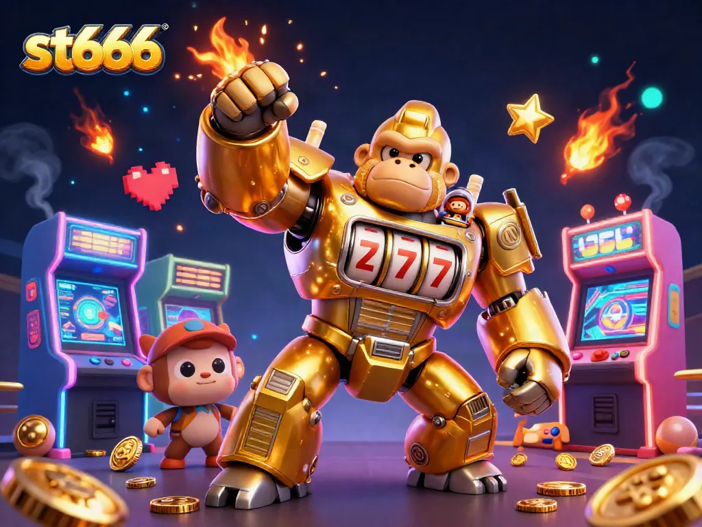 Experience the excitement of st666 with a dynamic 3D cartoon casino illustration filled with engaging gaming elements.