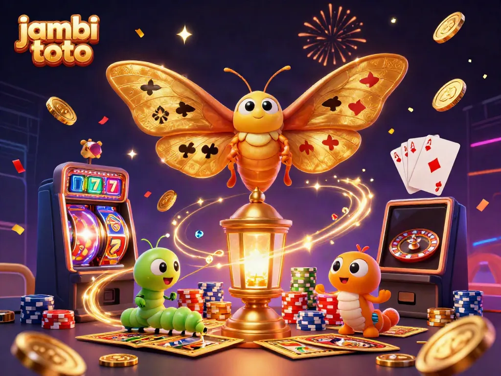 Engage with jambi toto gameplay featuring a vibrant scene of casino elements and celebratory motifs.