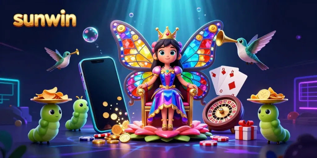 Spin winning slots with the colorful butterfly queen on SunWin.